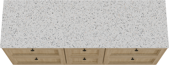 Balmani Lemon meuble salle de bains à poser 180 x 55 cm chêne vieilli avec Stretto tablette simple ou double en blanc/noir mat terrazzo