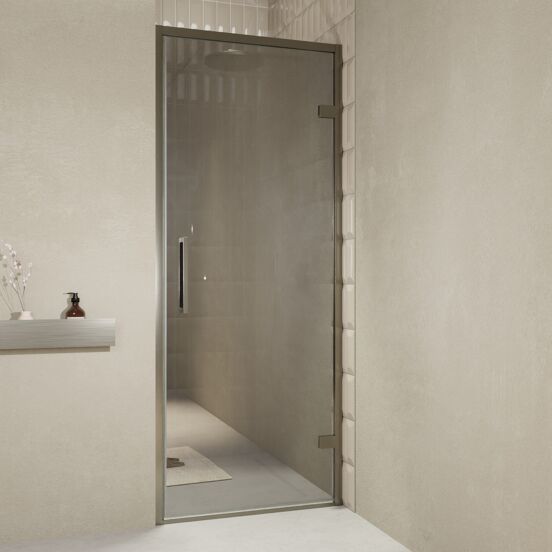 Balmani Senses Design porte pivotante à droite 90 cm x 210 cm verre Miroir Reflex, Profil Brushed GunMetal