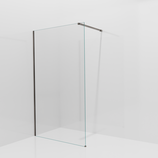 Balmani Modular inloopdouche: 120 x 200 cm, Extra helder glas met coating, Brushed GunMetal profielen