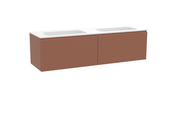 Balmani Sfera hängendes Möbelstück Set: 180 x 55 cm, Cotto, mit Tablo Strada Doppelwaschtisch, Marmorkomposit Weiß matt