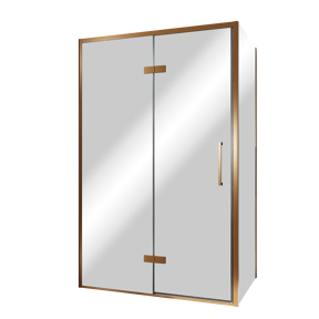 Balmani Senses Design douchehoek met linkse draaideur en vaste zijwand, 120 x 80 cm, Reflex spiegelglas, Brushed Rosegold profielen
