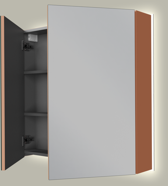 Linie Montro spiegelkast 80 x 75 cm cotto met spiegelverlichting
