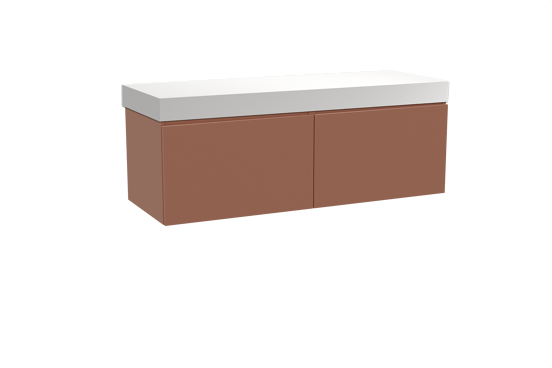 Balmani Sfera zwevend badkamermeubel 150 x 55 cm cotto met Dominus enkel of dubbel tablet in solid surface mat wit