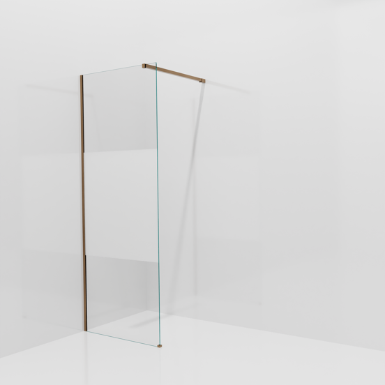 Balmani Modular douche à l'italienne: 80 x 200 cm, Verre transparent avec bande matte, avec coating, Profil Brushed Rosegold