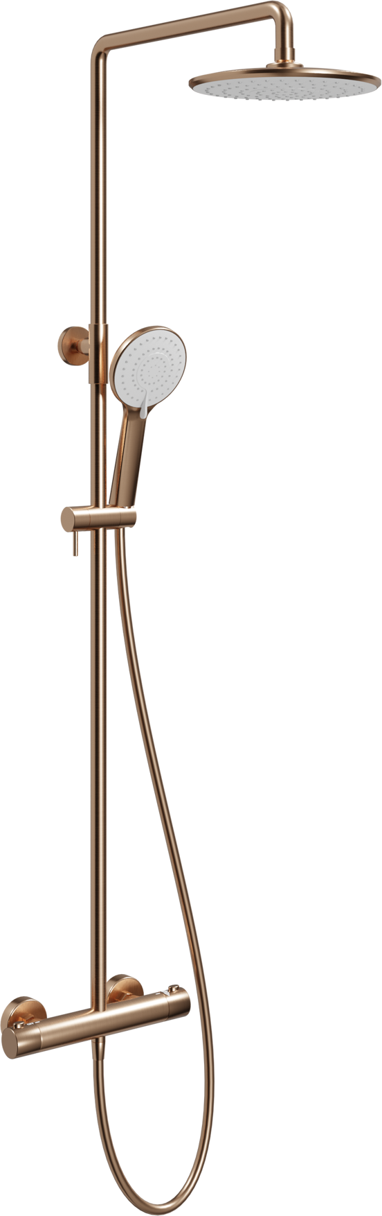 Linie Neptunus Regendusche Duschsystem mit Thermostatbatterie: Wandmontage, Brushed Rosegold