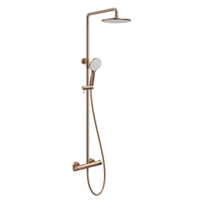 Linie Neptunus Regendusche Duschsystem mit Thermostatbatterie: Wandmontage, Brushed Rosegold