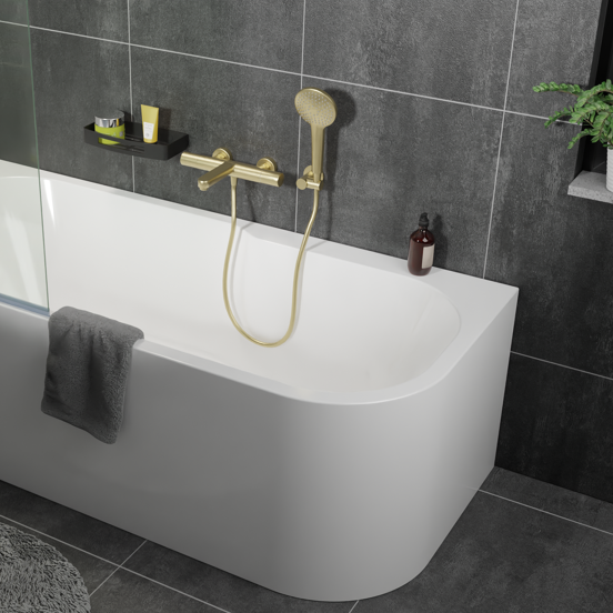 Blaufoss Round douchekop met slang 3 straalsoorten Brushed Champagne Gold