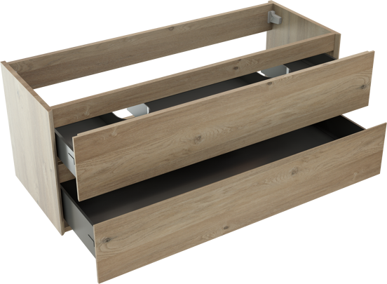 Storke Edge meuble sous-vasque suspendu 120 x 46 cm chêne brut 2 tiroirs 2 découpés de siphon