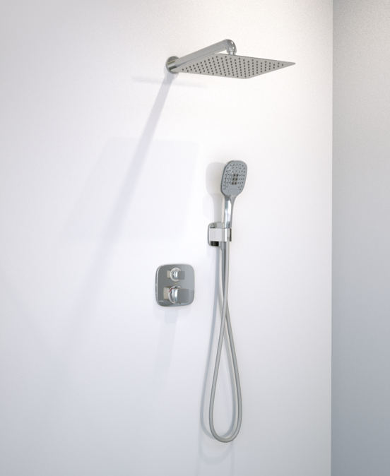 Hansgrohe Ecostat E thermostatische inbouw regendoucheset met vierkante regendouchekop 30 cm glanzend chroom