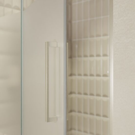 Balmani Senses Design douche draaideur links 120 cm x 210 cm Helder glas met matte strook, Brushed CoolMetal profielen