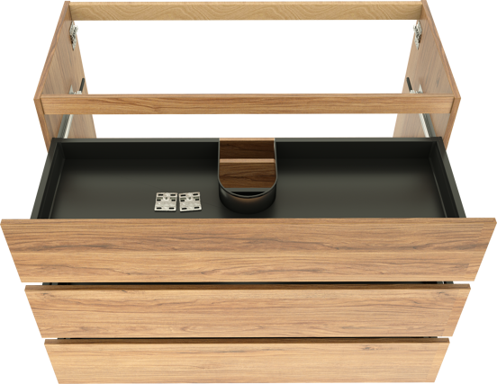 Balmani Lucida staande wastafelonderkast 120 x 55 cm teak 3 lades