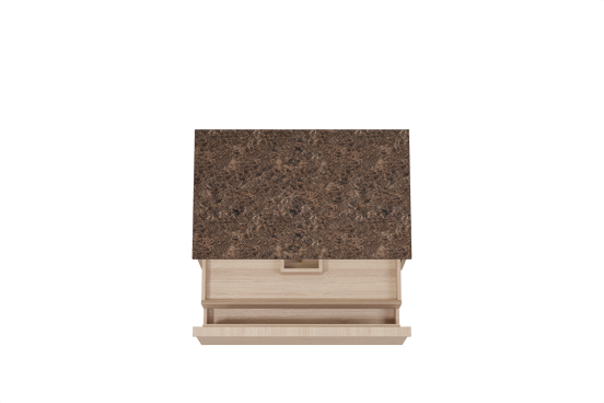 Balmani Forma hängendes Möbelstück Set: 90 x 55 cm, Naturbelassene Eiche, mit Stretto Einzel Waschtischplatte, Marmor, Dark Emperador, Horizontale symmetrische gerade Rippe