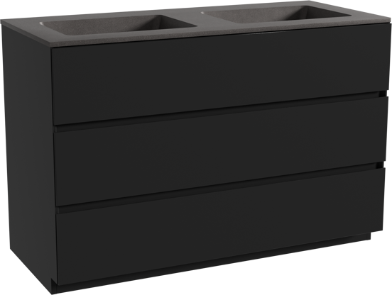 Storke Edge meuble salle de bains à poser 120 x 52 cm noir mat avec Scuro double vasque en quartz noir mat