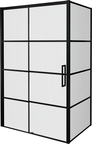 Balmani Senses Design douchehoek met linkse schuifdeur en vaste zijwand, 140 x 90 cm, Lined, Mat zwart profielen