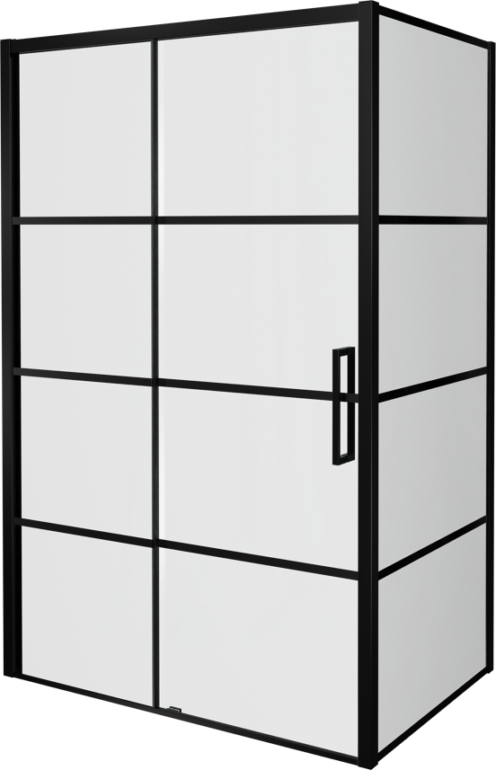 Balmani Senses Design douchehoek met linkse schuifdeur en vaste zijwand, 140 x 90 cm, Lined, Mat zwart profielen