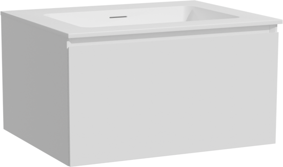 Storke Edge zwevend badkamermeubel 65 x 52 cm mat wit met Mata enkele wastafel in solid surface mat wit