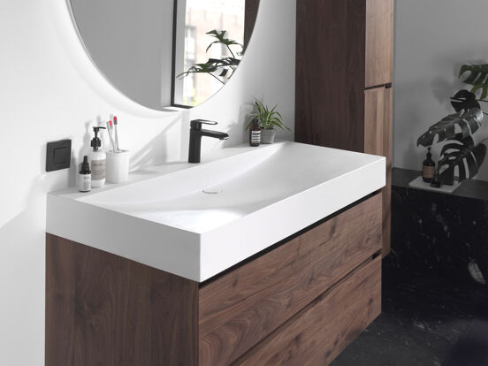 Balmani Wave plan simple pour 2 trous de robinet mat Solid Surface 120 x 55 cm