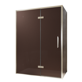 Balmani Senses Design douchehoek met linkse draaideur en vaste zijwand, 140 x 100 cm, Brons, Brushed CoolMetal profielen