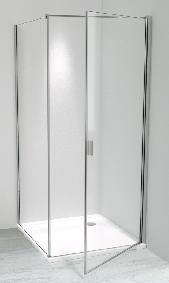 Luca Varess Romeo douchehoek met draaideur en vaste zijwand 90 x 90 cm helder glas glanzend chroom profiel
