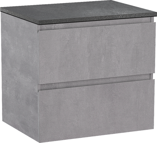 Linie Lado zwevend badkamermeubel 60 x 46 cm beton donkergrijs met Lado enkel tablet in melamine leisteen grijs