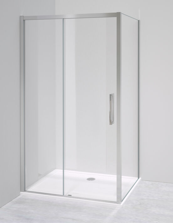 Luca Varess Senses douchehoek met schuifdeur en vaste zijwand 90 x 120 cm helder glas glanzend chroom profiel