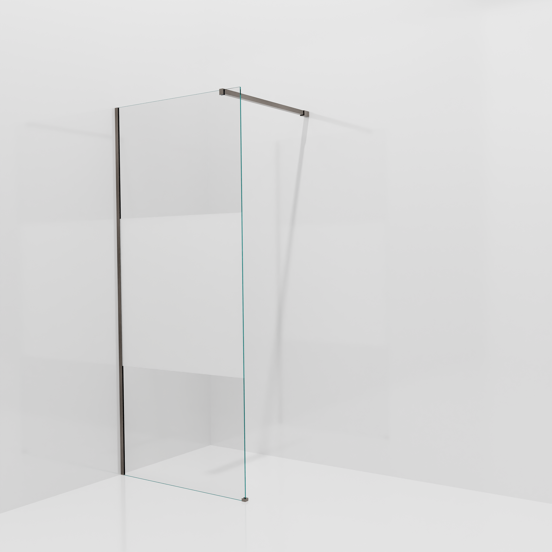 Balmani Modular inloopdouche: 90 x 200 cm, Helder glas met matte strook, Brushed GunMetal profielen