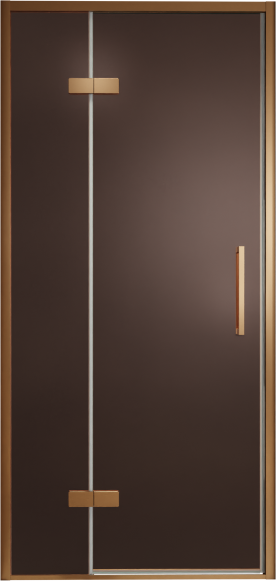 Balmani Senses Design Dusche Drehtür, Links, 100 cm x 210 cm, Bronze, Profil Brushed Rosegold, inklusive Coating