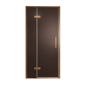Balmani Senses Design douche draaideur links 100 cm x 210 cm Brons glas, Brushed Rosegold profielen