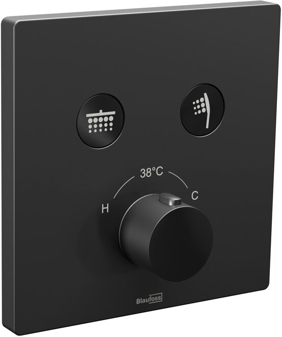 Blaufoss Smartbox Switch-line robinet thermostatique Set de douche pluie encastré avec douche de tête Ø30cm noir mat