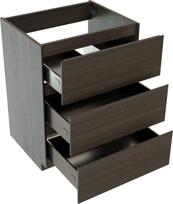 Storke Edge staande wastafelonderkast 65 x 52 cm donkere eik 3 lades