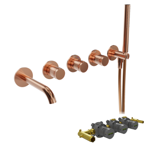 Blaufoss Pavilion Robinet de baignoire encastré Brushed Rosegold set douchette incl. incl élément intégré