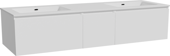 Storke Edge zwevend badmeubel 165 x 52 cm mat wit met Diva dubbele wastafel in composietmarmer hoogglans wit