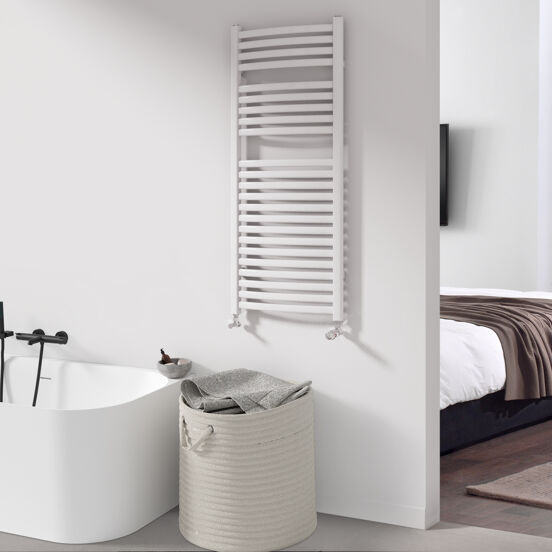 Vipera Kanza Rx enkele handdoekradiator 50 x 120 cm centrale verwarming hoogglans wit zijaansluiting 521W