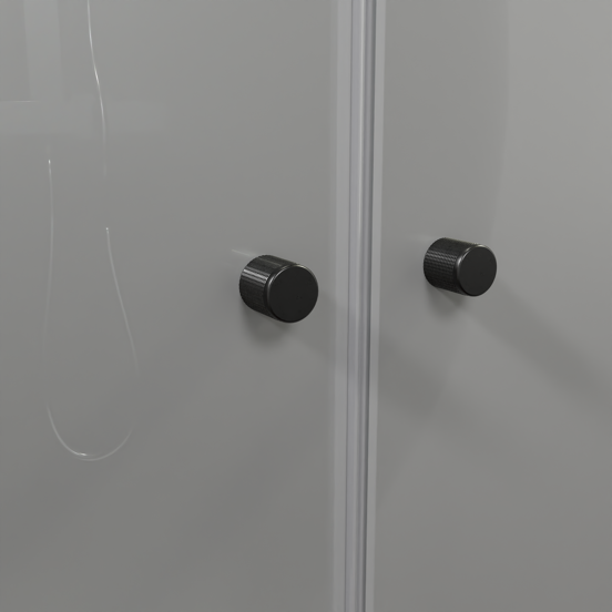Luca Varess Kuresa porte battante 100 x 200 cm verre transparent avec bande matte profil noir mat