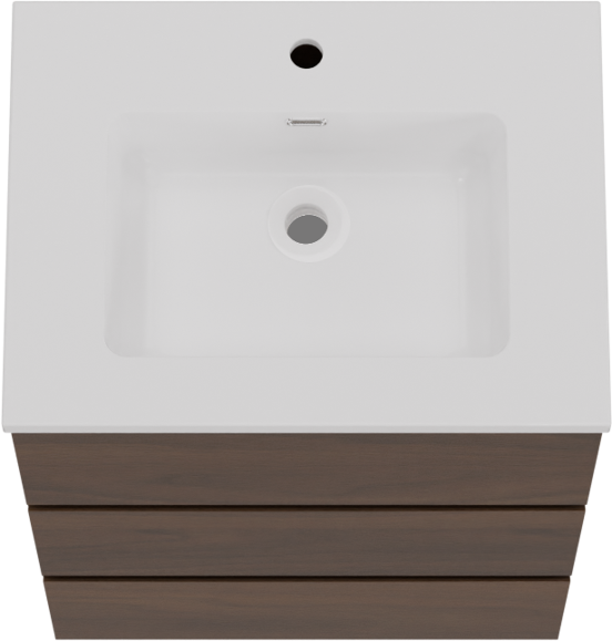 Storke Edge meuble salle de bains à poser 60 x 46 cm noyer avec Diva plan simple en marbre composite blanc brillant