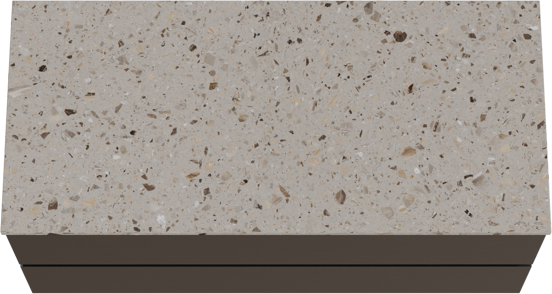 Balmani Lucida meuble salle de bains suspendu 120 x 55 cm chêne noir avec Stretto tablette simple ou double en terrazzo greige terrazzo