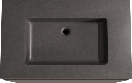 Storke Edge meuble salle de bains à poser 85 x 52 cm noyer avec Scuro High plan simple en quartz noir mat