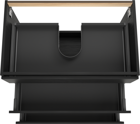 Balmani Lucida stehender Waschbeckenunterschrank: 90 x 55 cm, Eiche Schwarz, 3 Schubladen