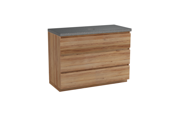 Balmani Lucida freistehendes Möbelstück Set: 120 x 55 cm, Teak, mit Rock Einzel Waschtischplatte, Schwarzes Granit