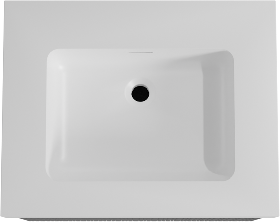 Storke Ribs zwevend badkamermeubel 65 x 52 cm zwarte eik met Mata High enkele wastafel in solid surface mat wit, Verticale asymmetrische rechte ribbel