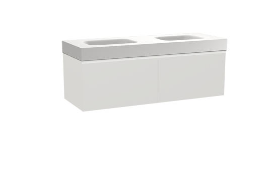 Balmani Idra meuble salle de bains suspendu 150 x 55 cm blanc mat avec Arcato double vasque en solid surface blanc mat