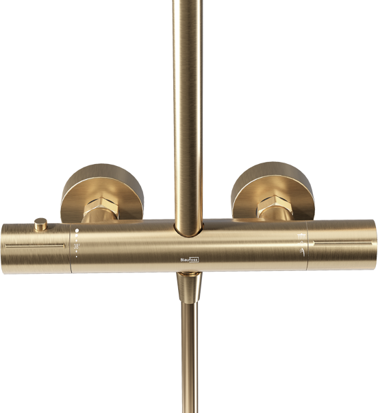 Blaufoss Round 300 colonne de douche de pluie robinet thermostatique Brushed Champagne Gold