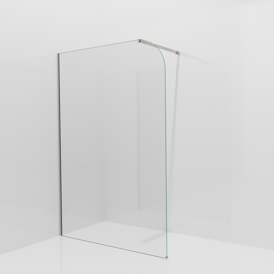 Balmani Modular douche à l'italienne: 140 x 200 cm, Verre transparent arrondi, avec coating, Profil Brushed CoolMetal