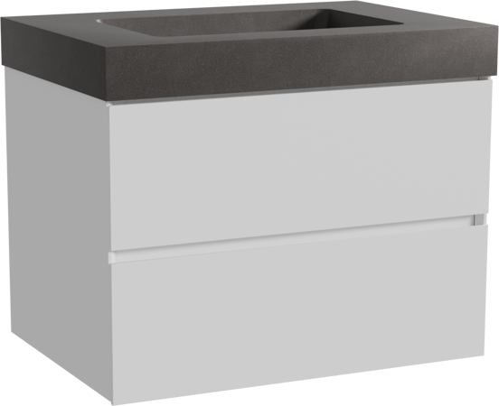 Storke Edge zwevend badmeubel 75 x 52 cm mat wit met Scuro High enkele wastafel in kwarts mat zwart