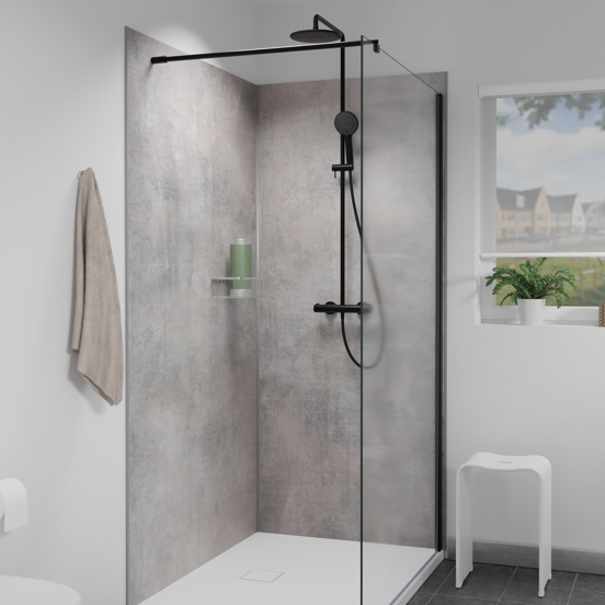 Linie Neptunus opbouw regendoucheset thermostatische kraan mat zwart
