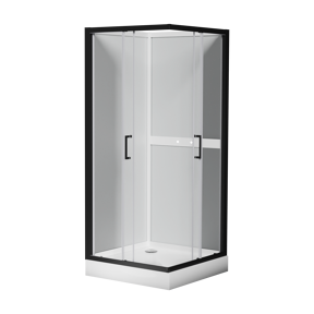 Luca Varess Talan douchecabine met schuifdeuren 90 x 90 cm helder glas mat zwart profiel