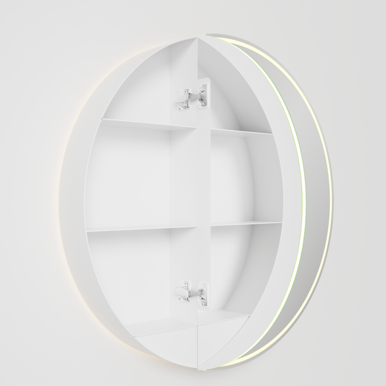 Balmani Mara spiegelkast Rond Ø 90 mat wit met spiegelverlichting en anti-damp