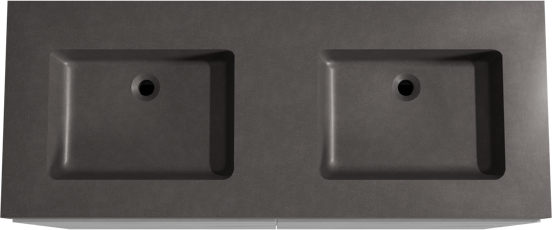 Storke Edge meuble salle de bains à poser 130 x 52 cm béton gris foncé avec Scuro High double vasque en quartz noir mat