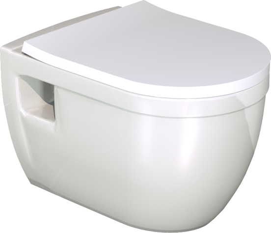 Linie Tempo hangend toilet en luxe wc-bril hoogglans wit randloos met Geberit Duofix inbouwreservoir