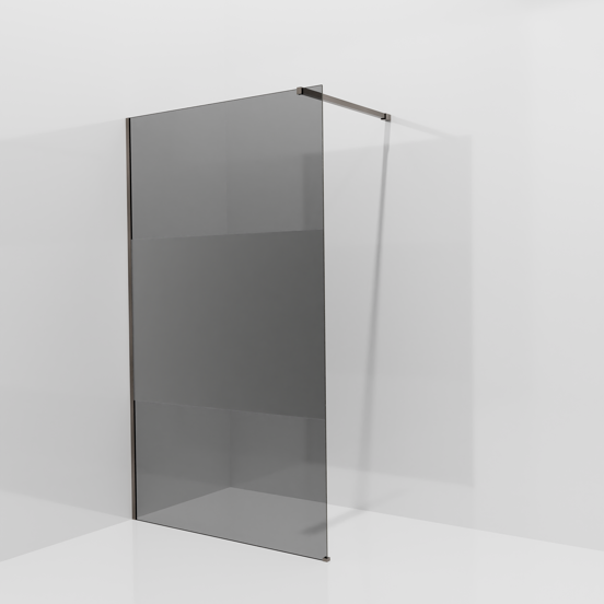 Balmani Modular douche à l'italienne: 120 x 200 cm, Verre fumé avec bande matte, avec coating, Profil Brushed GunMetal
